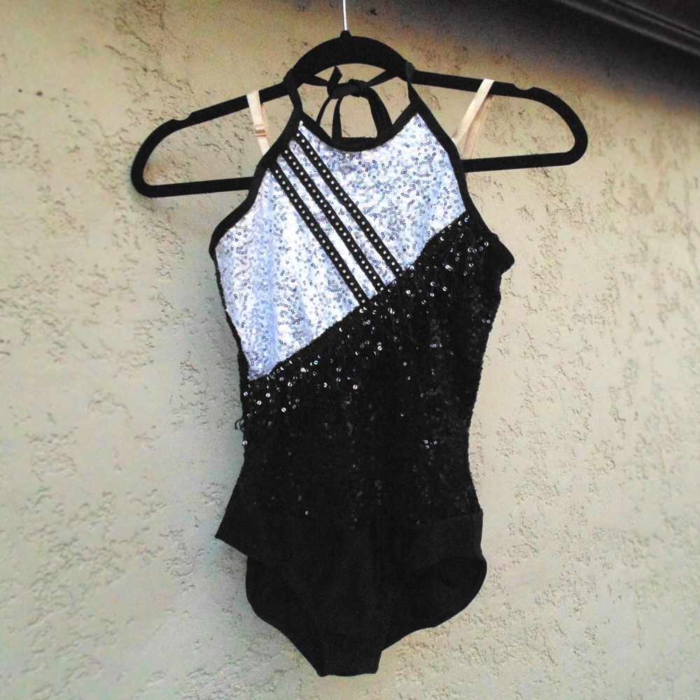 Black & silver sparkly leotard -kids dance costume